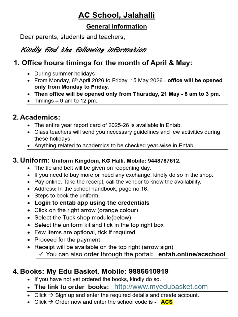 Holiday information | PDF