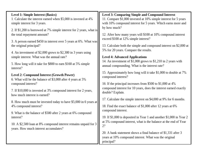 Interest_Practice_Worksheet | PDF | Interest | Compound Interest