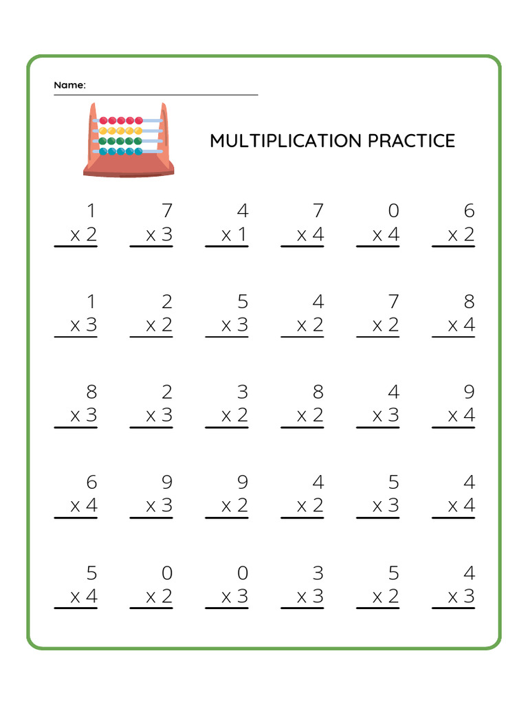 Multiplication Practice Worksheet | PDF
