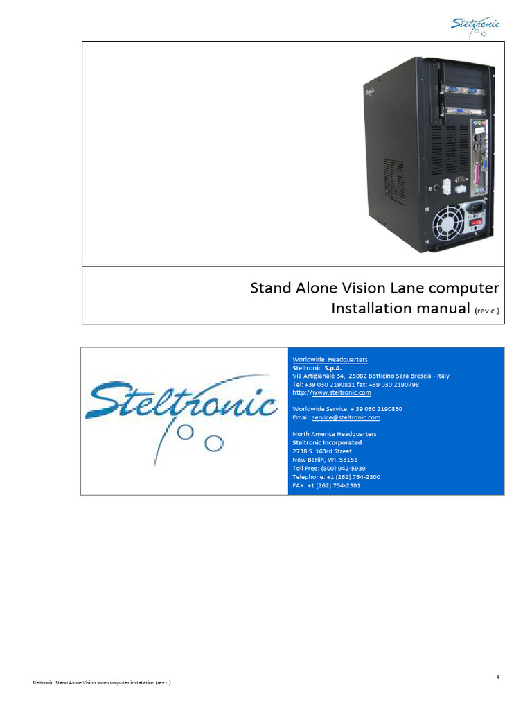 Steltronic Stand Alone Vision Lane Computer Installation Manual Rev-c ...