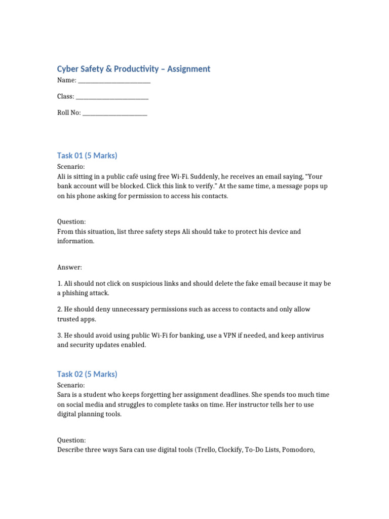 Full Assignment Cyber Safety Productivity | PDF