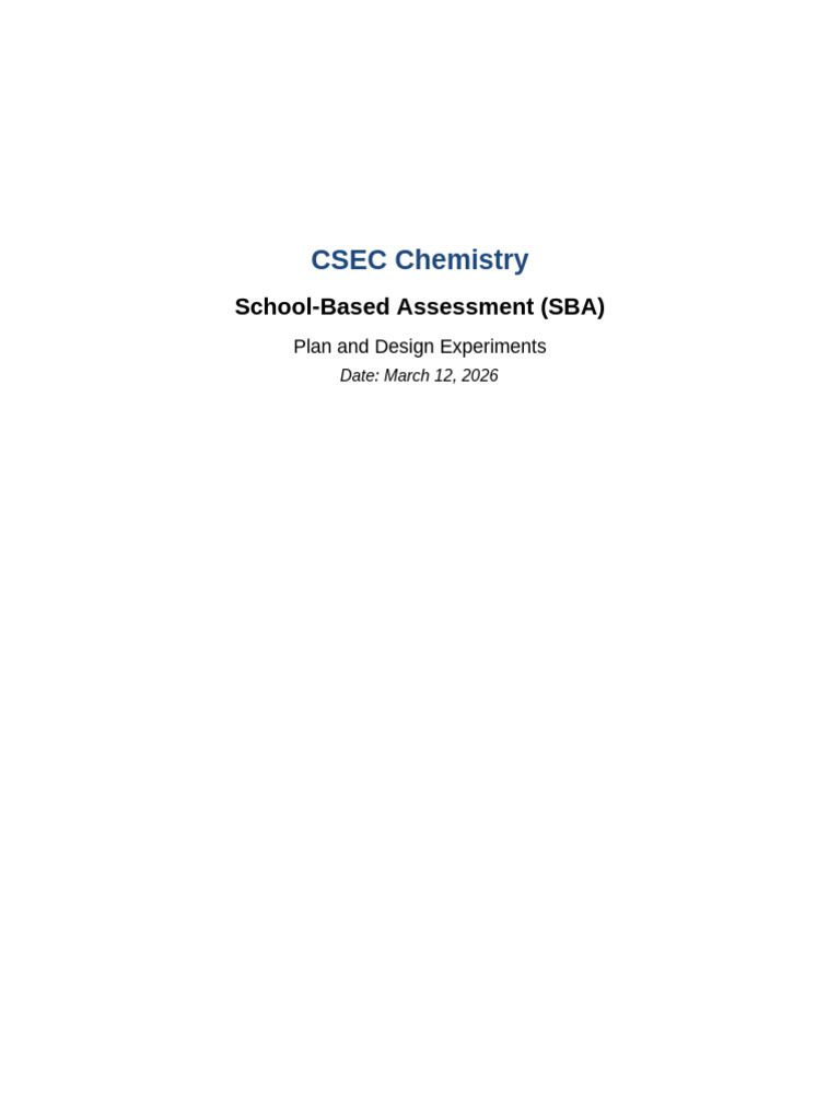 CSEC Chemistry SBA Labs | PDF