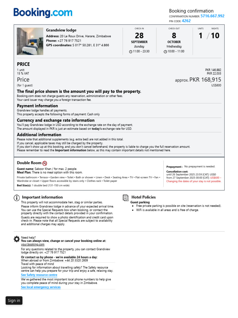 Booking.com Confirmation | PDF | Payments | Exchange Rate