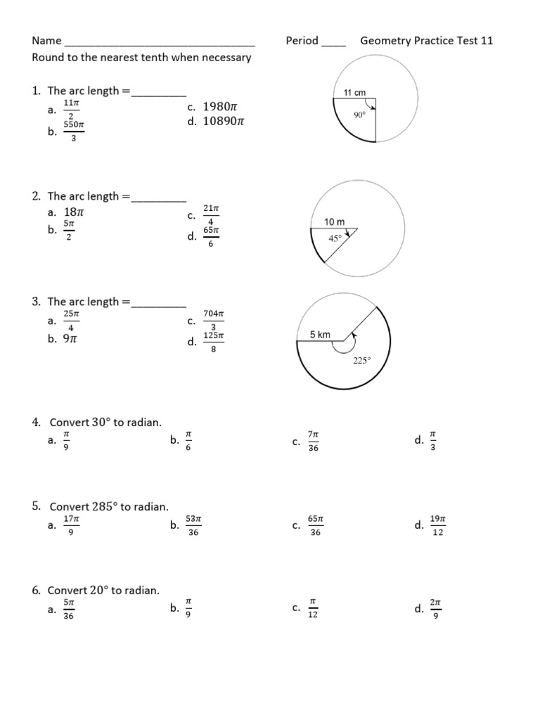 Practice Test 11 | PDF | Area | Chess Theory
