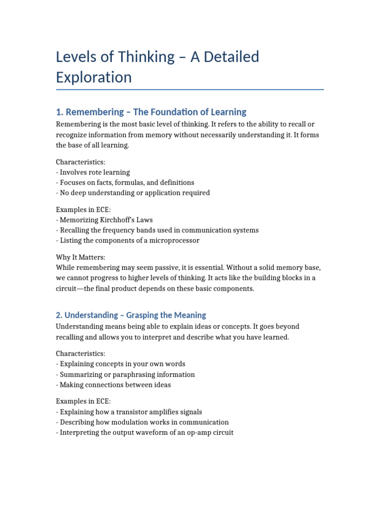 Levels of Thinking Assignment | PDF | Electronic Engineering ...