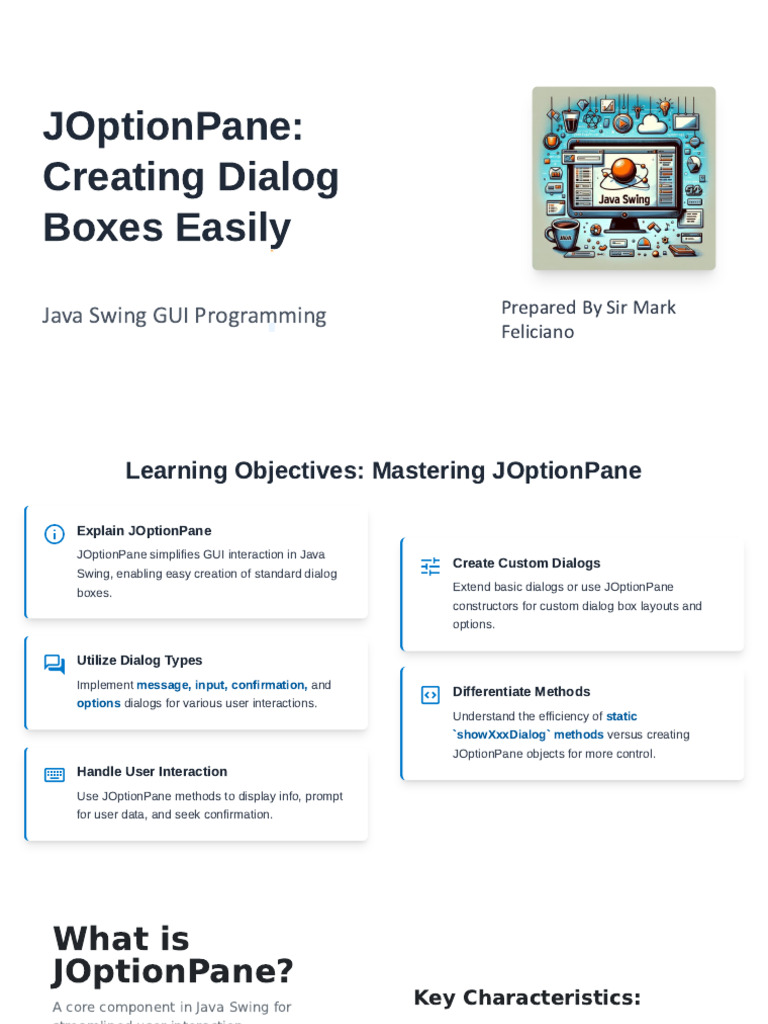 JOptionPane in Java Swing(Lesson2) | PDF | Information Technology ...