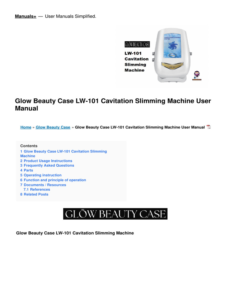 Lw 101 Cavitation Slimming Machine Manual | PDF | Adipose Tissue