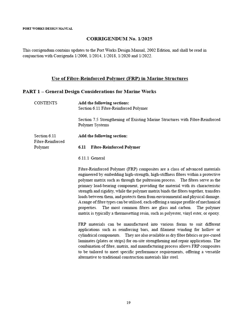 Port Works Design Manual _ Corrigendum No. 1_2025 | PDF | Fibre ...