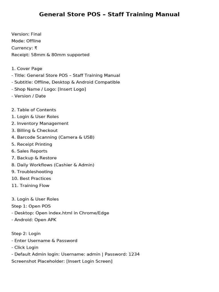 General Store POS Manual-1 | PDF | Point Of Sale | Barcode