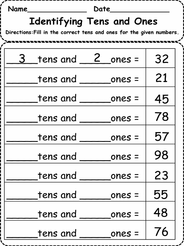 Identify Tens and Ones Copy | PDF