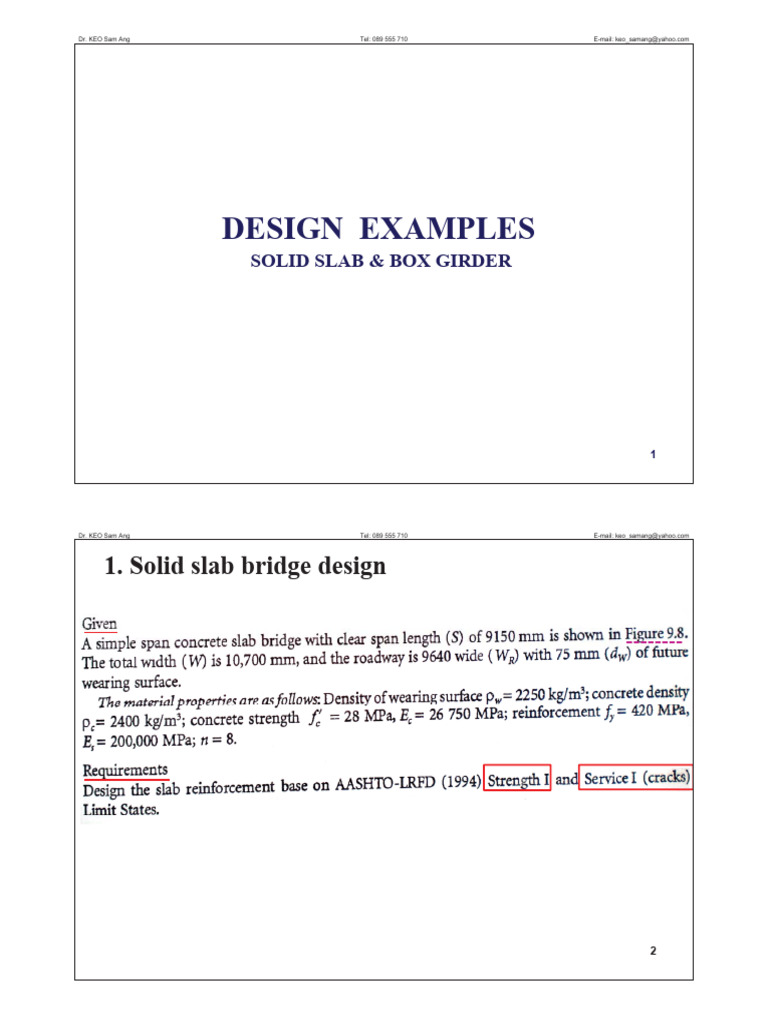 5. Design Examples-Solid Slab&Box Girder | PDF