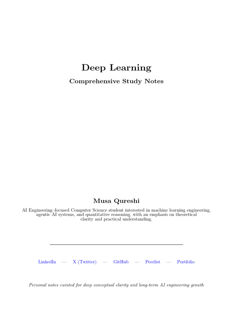 Deep Learning Notes (Musa Qureshi) | PDF | Deep Learning | Cognition