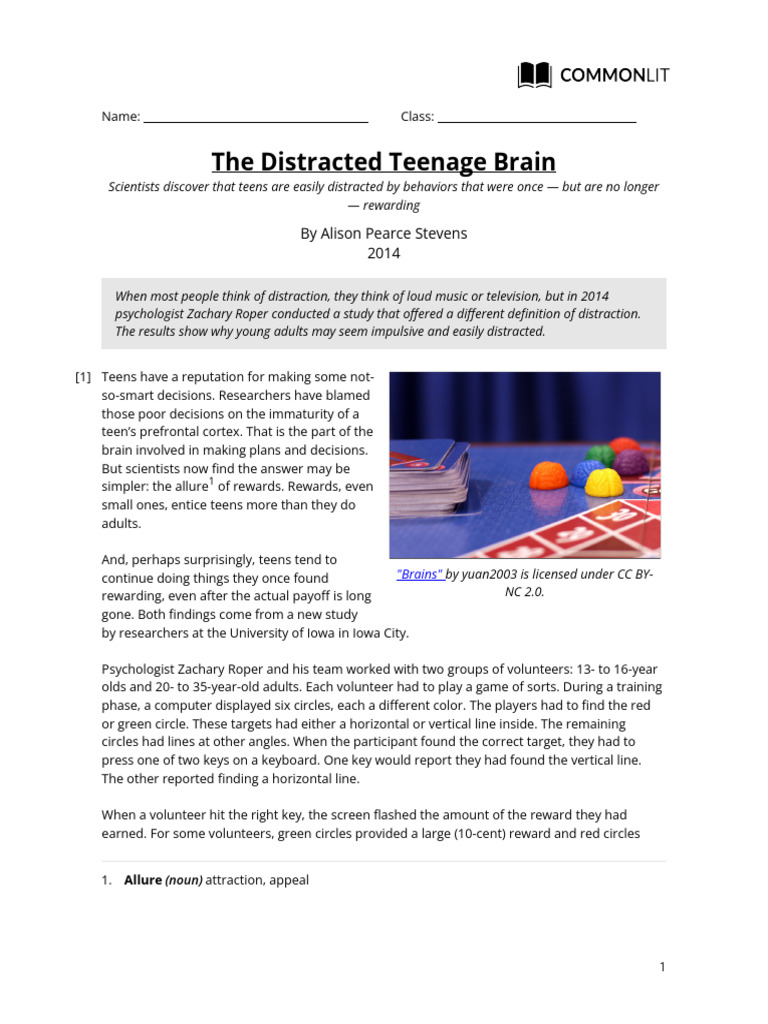 The Distracted Teenage Brain | PDF | Adolescence | Cognitive Psychology