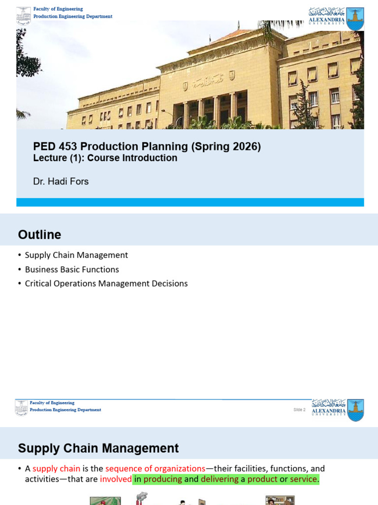 PP - Lecture 1 - Course Introduction - Spring 2026 | PDF | Supply Chain ...