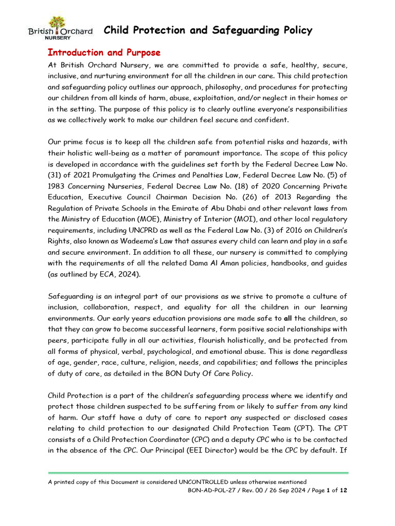 BON-AD-POL-027 Child Protection & Safeguarding Policy | PDF | Child ...