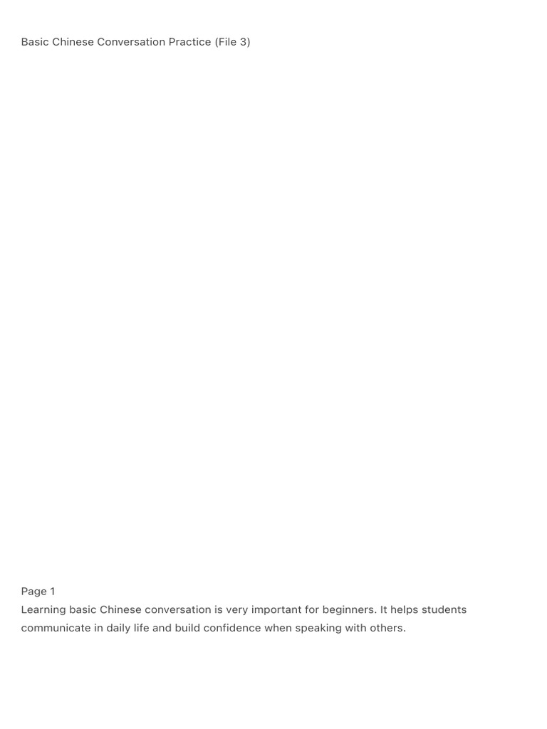 Basic Chinese Conversation Practice (File 3) | PDF