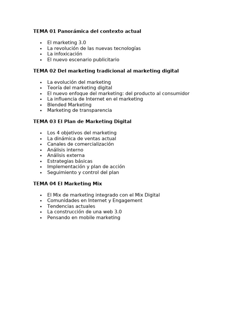 Temario Introduccion Al Marketing | PDF