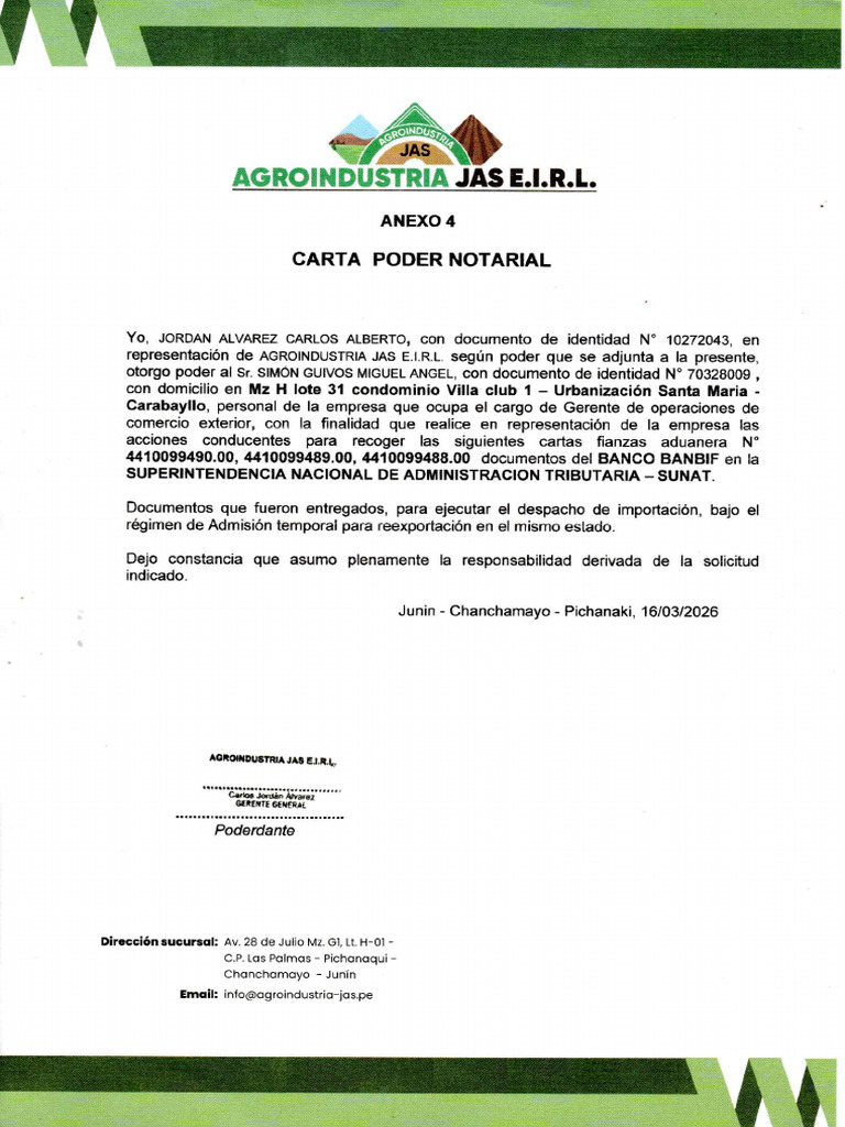 Carta Poder Notarial | PDF