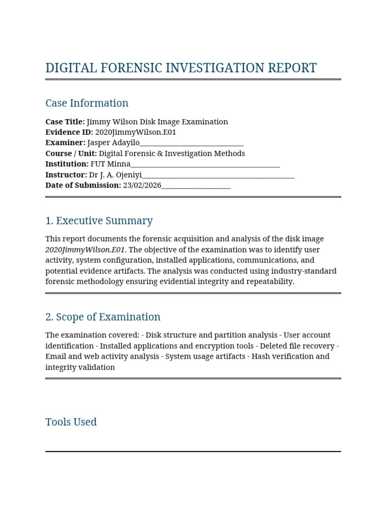 Digital Forensic Report | PDF | Digital Forensics | File System
