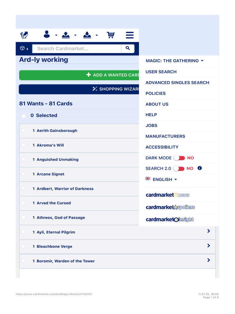Ard-ly Working | Cardmarket | PDF