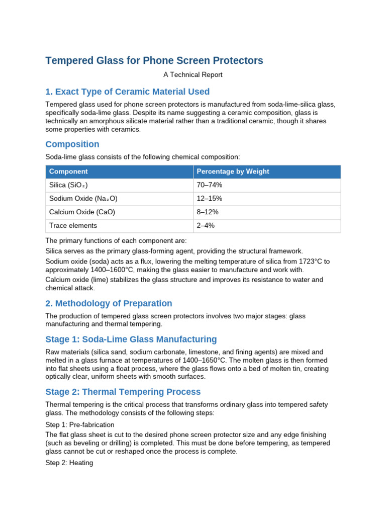 Tempered Glass Report | PDF | Glasses | Silicon Dioxide