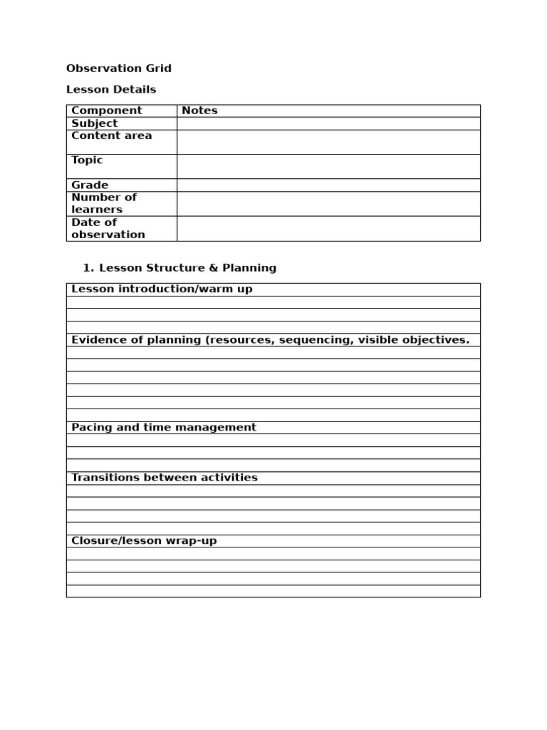 Observation Grid | PDF