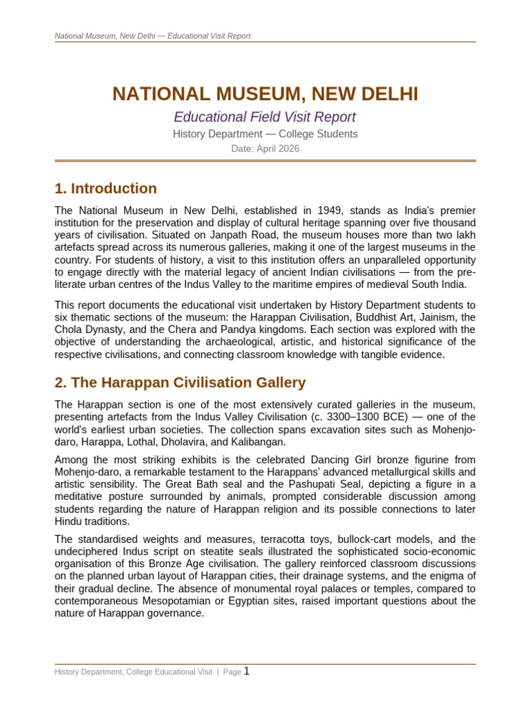 National Museum Visit Report | PDF