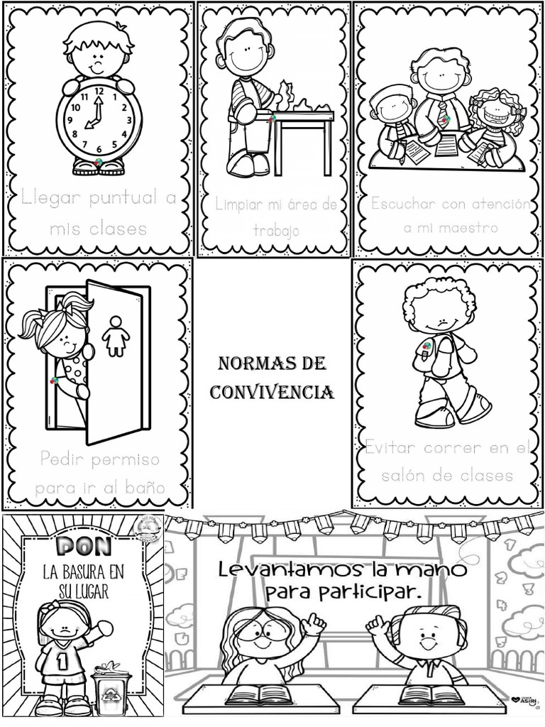 Normas de Convivencia Colorear (3) | PDF