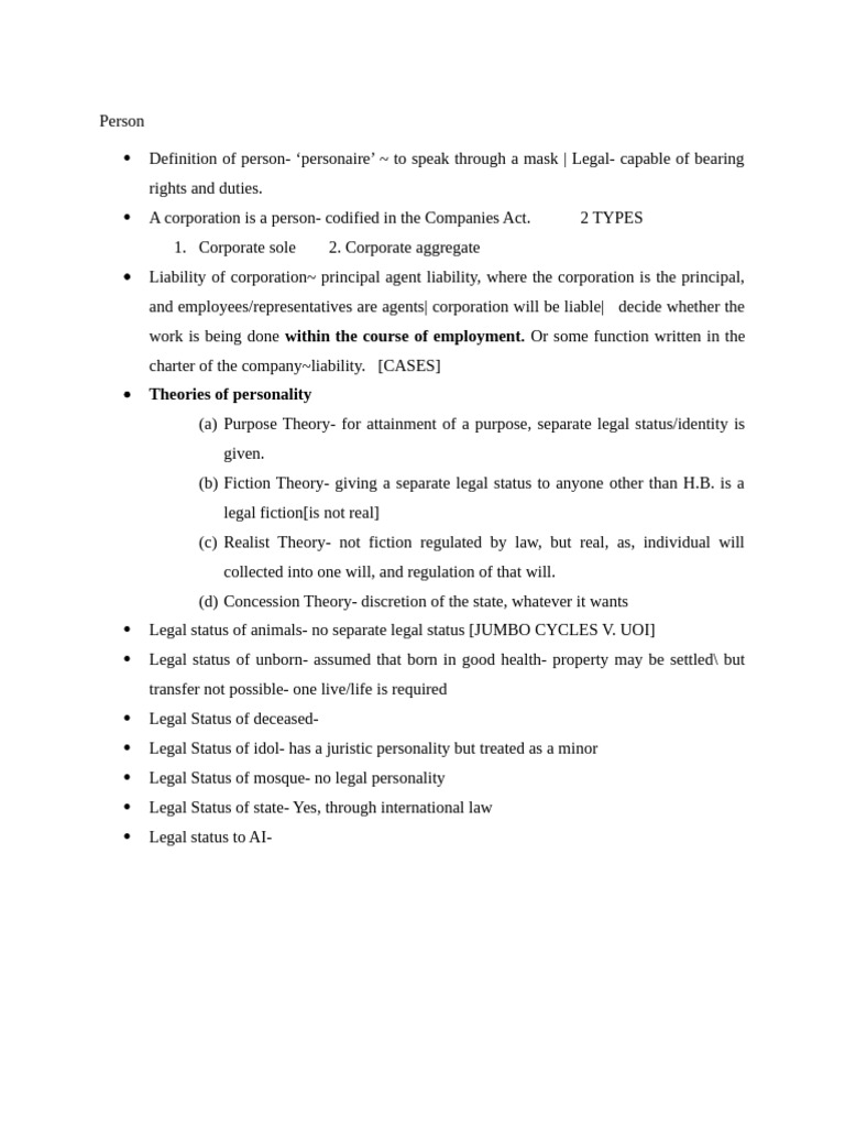 Person Revision Notes | PDF