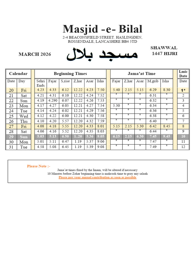 Half Table March 2026 | PDF