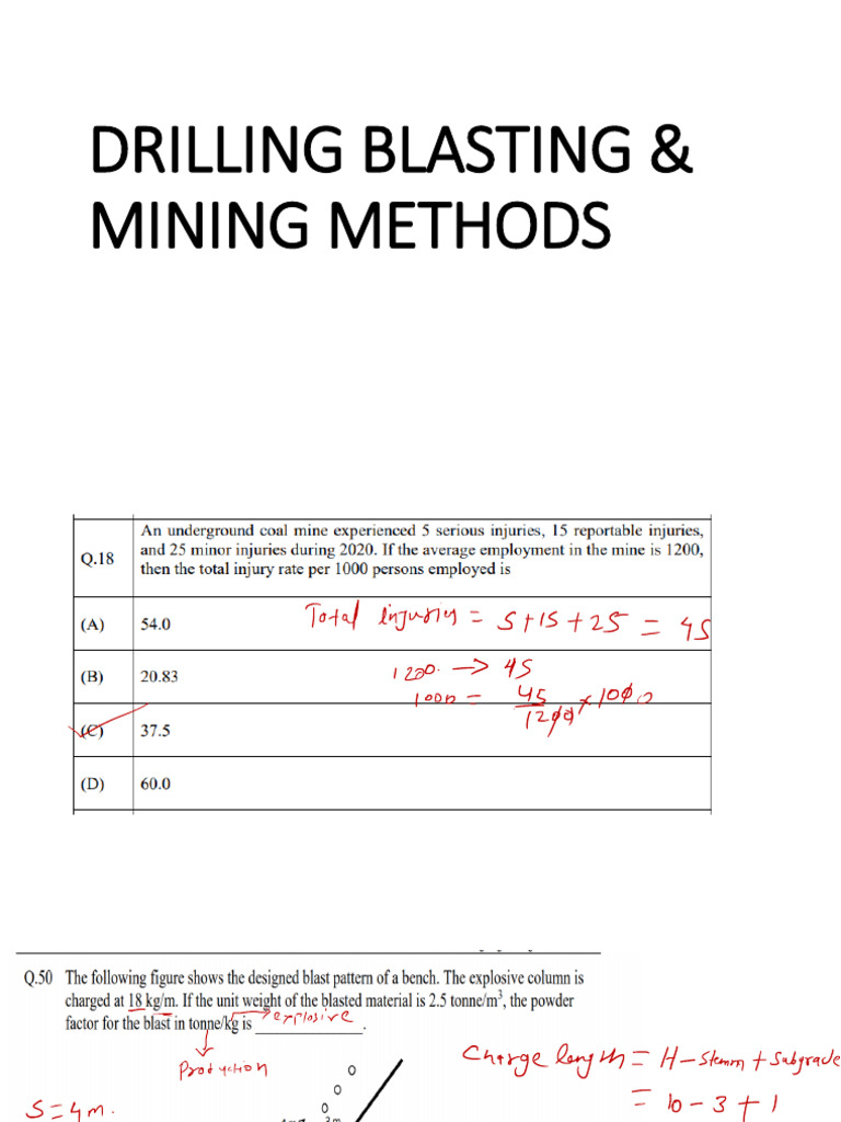 Drilling Blasting & Mining Methods | PDF