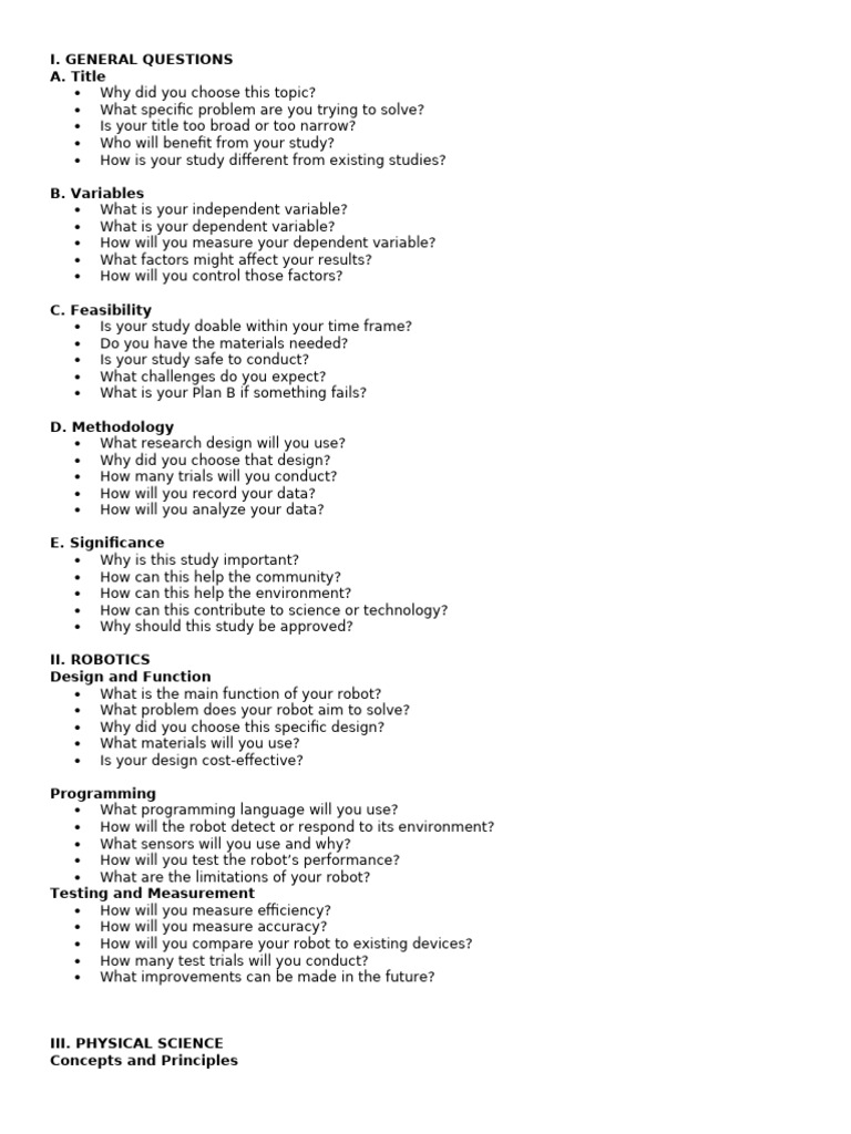 Sample Research Questions | PDF | Experiment | Science