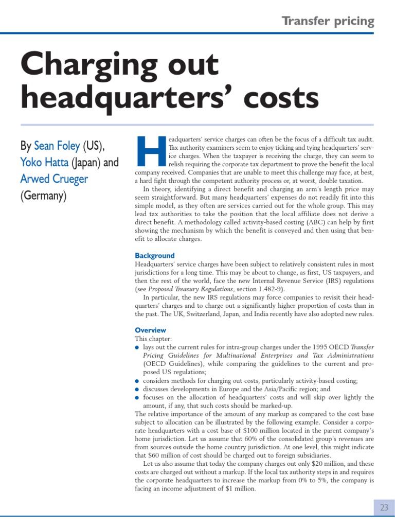 Headquarters Cost Allocation Strategies | PDF | Taxes | Economies