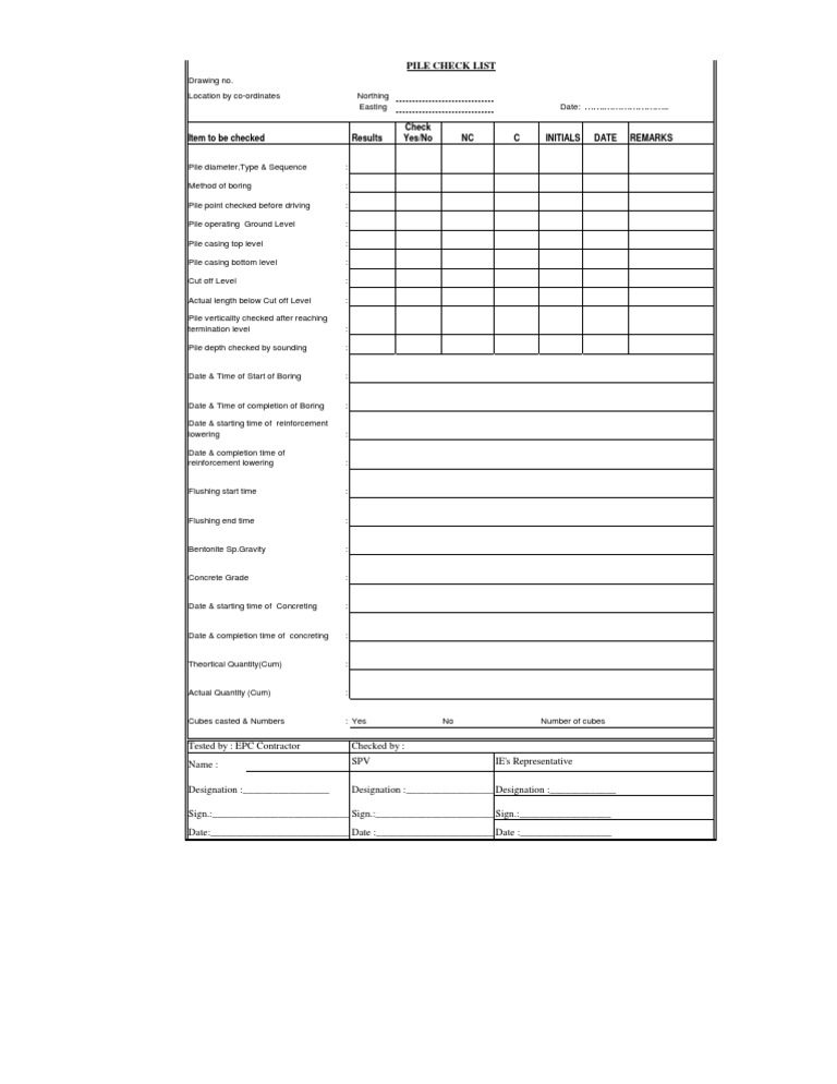 Pile Check List | PDF