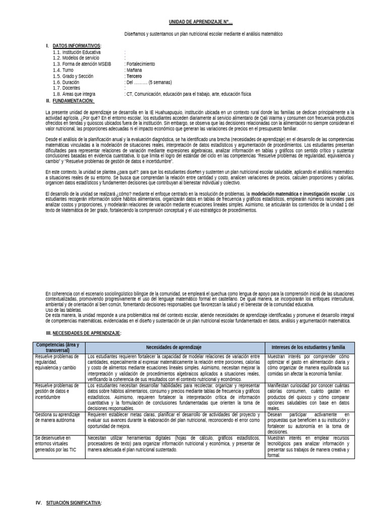 2.UNIDAD - DE - APRENDIZAJE - 3er Grado | PDF
