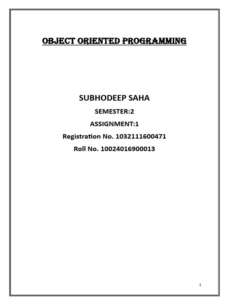 SUBHODEEP SAHA OBJECT ORIENTED PROGRAMMING - Copy | PDF