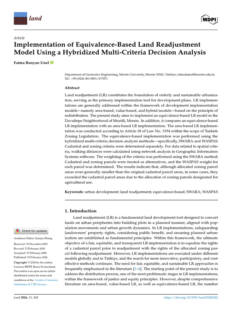 Implementation of Equivalence-Based Land Readjustment Model Using a ...