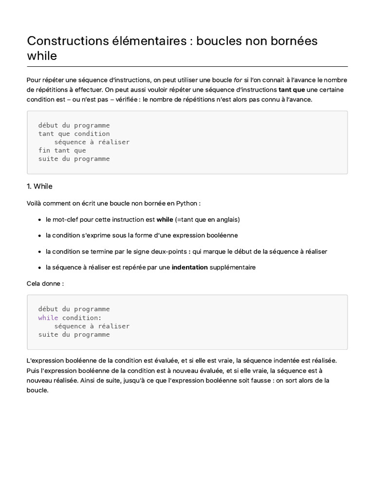 Boucle While | PDF | Structure de contrôle | Booléen