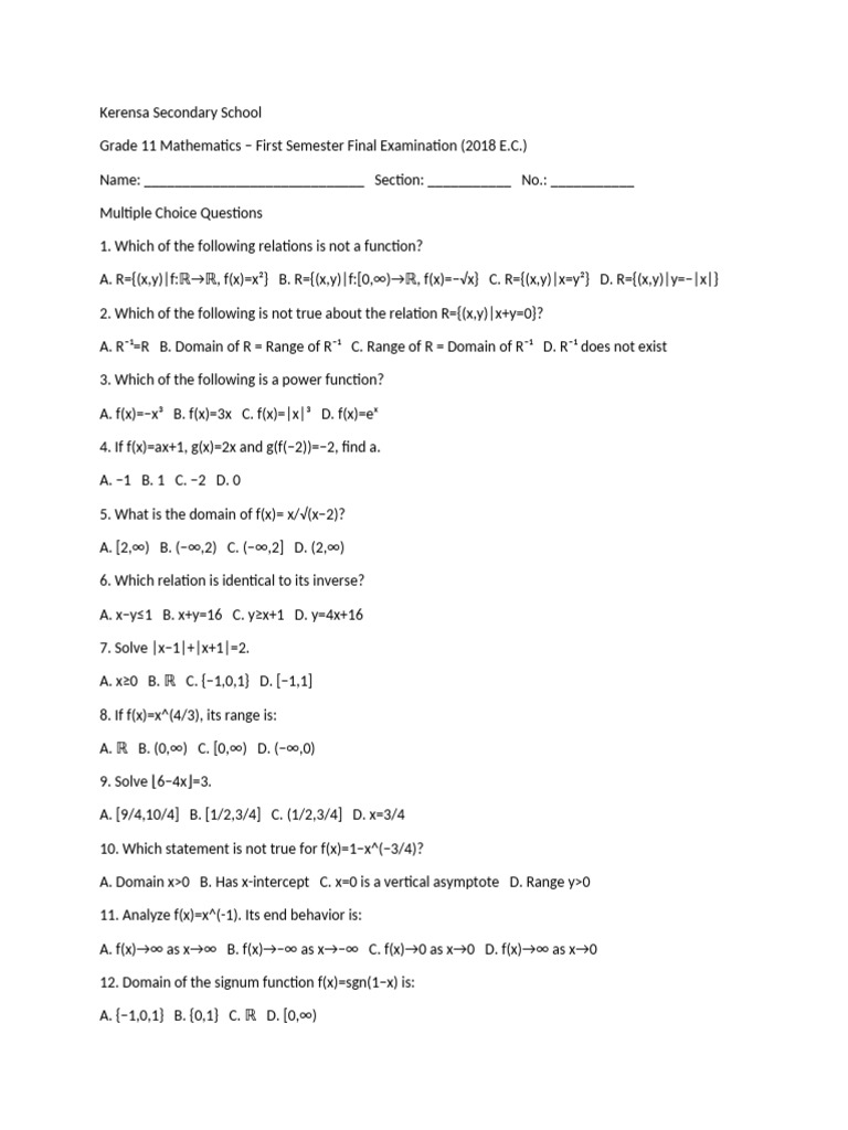 50 Questions Maths g11 | PDF | Matrix (Mathematics) | Mathematical Physics