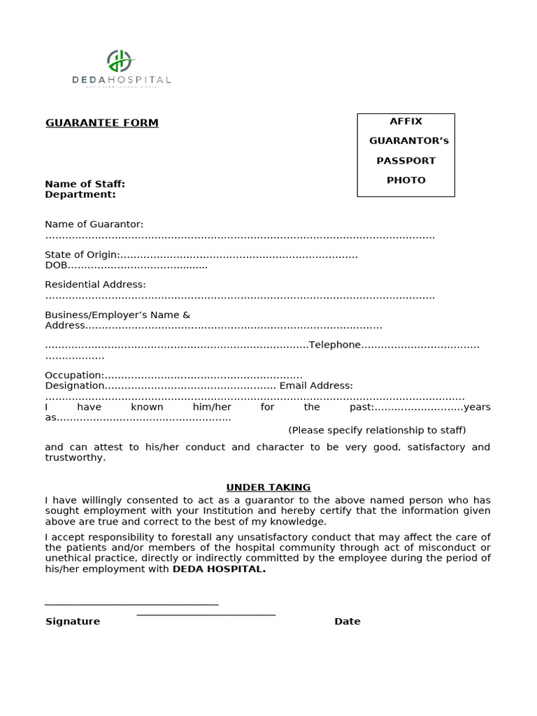 Guarantor's Form | PDF