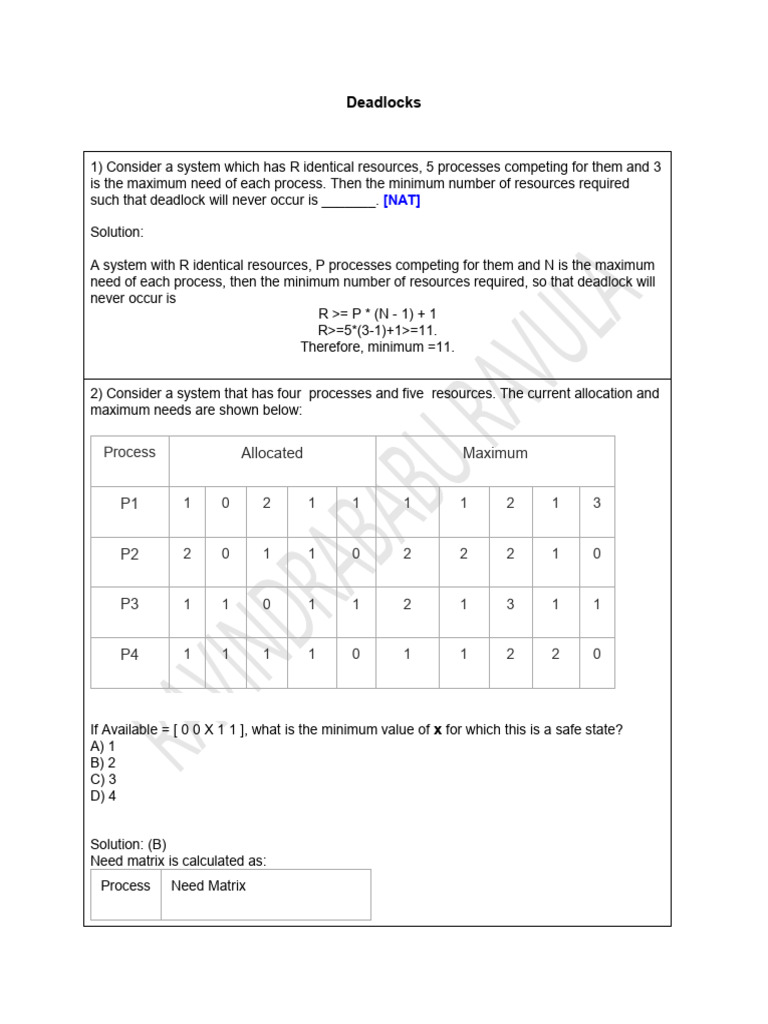 06. Deadlocks Practice Solutions | PDF | Graph Theory | Mathematics