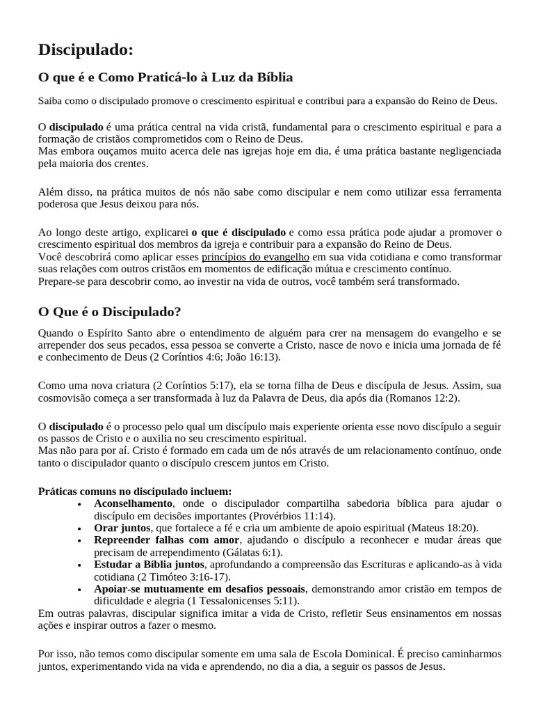 Discipulado | PDF | Discípulo (cristianismo) | Jesus