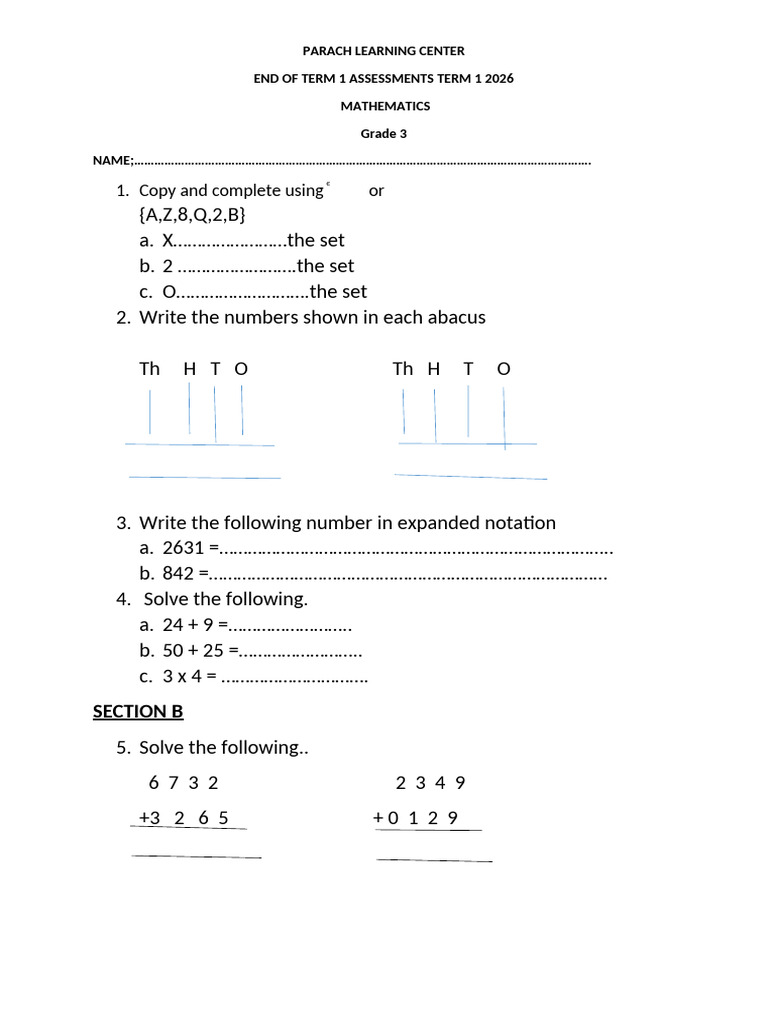 Tu Parach Maths Grade 3 | PDF