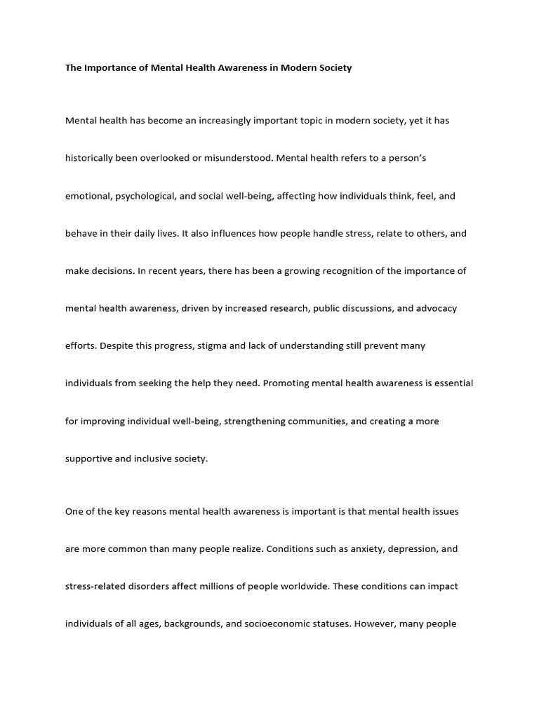 The Importance of Mental Health Awareness in Modern Society | PDF ...