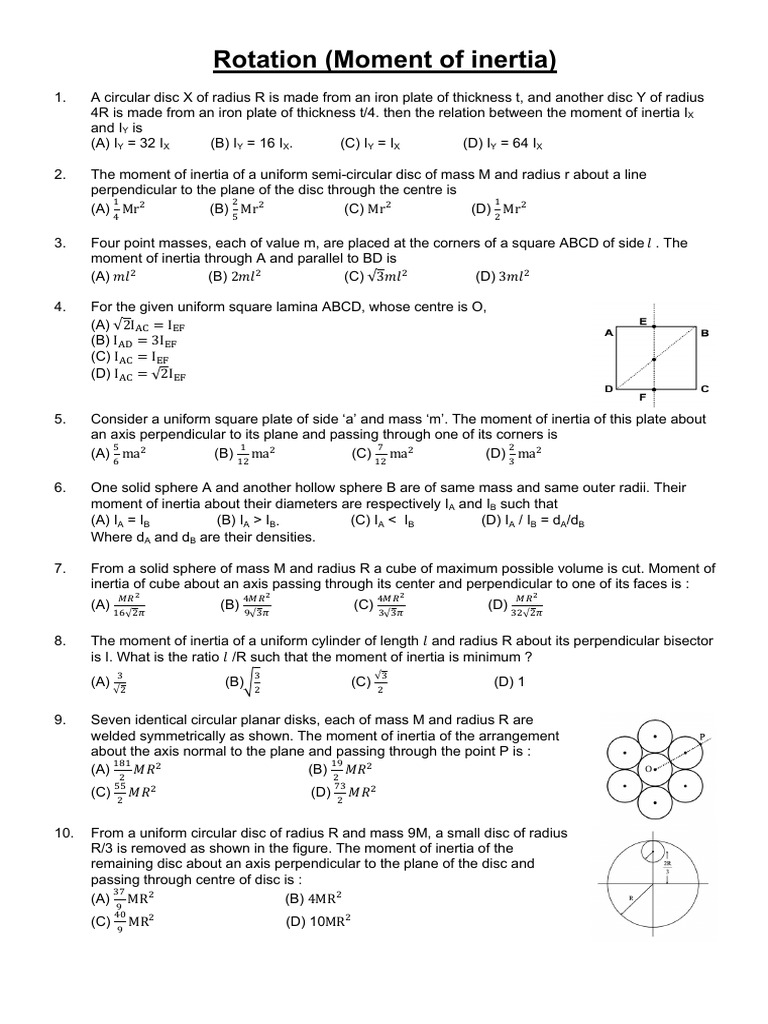 Rotation(Moment of Inertia) - Copy (2) | PDF | Radius | Rotation