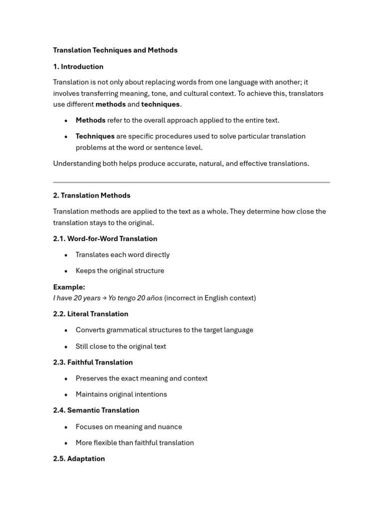 Translation Techniques and Methods | PDF | Translations | Semantics