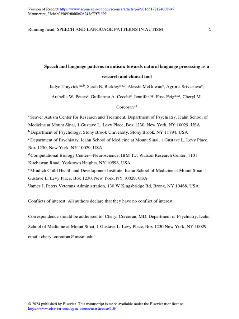 Speech and Language Patterns in Autism | PDF | Autism | Stress ...