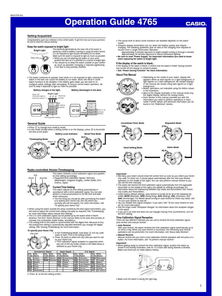 Manual Casio men's G-shock AWG100-1A Solar Atomic Analog Watch  qw4765.unlocked | Daylight Saving Time | Watch