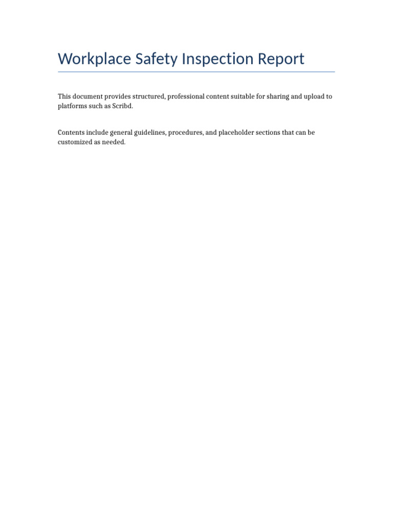 Workplace Safety Inspection Report | PDF