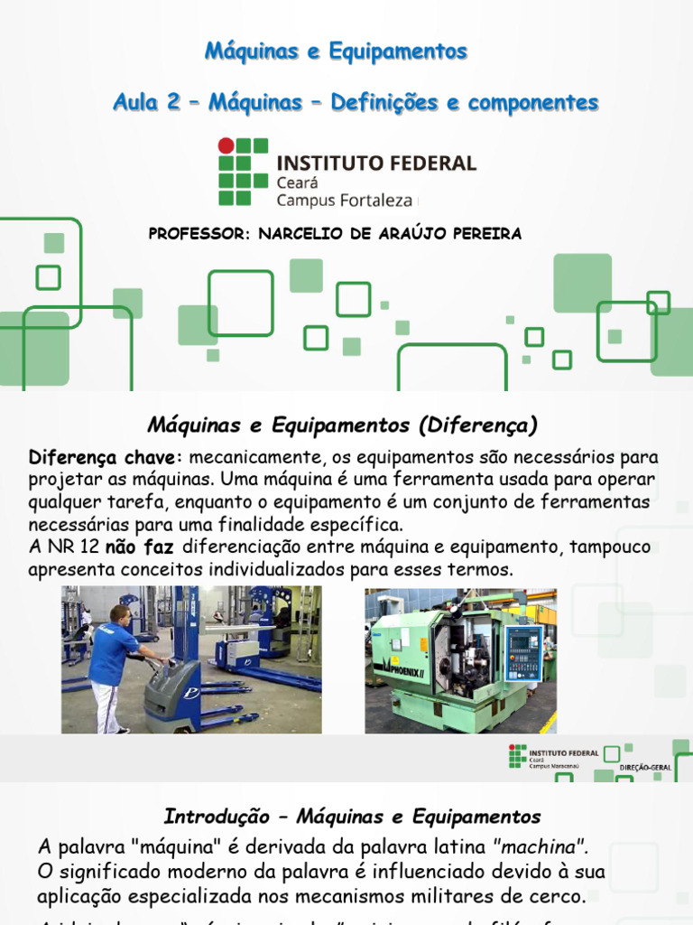 Aula 2 - Máquinas - definição e componentes | PDF | Cinto (mecânico ...